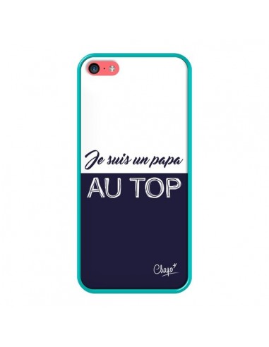 Coque iPhone 5C Je suis un Papa au Top Bleu Marine - Chapo