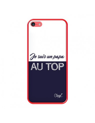 Coque iPhone 5C Je suis un Papa au Top Bleu Marine - Chapo