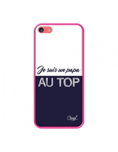 Coque iPhone 5C Je suis un Papa au Top Bleu Marine - Chapo