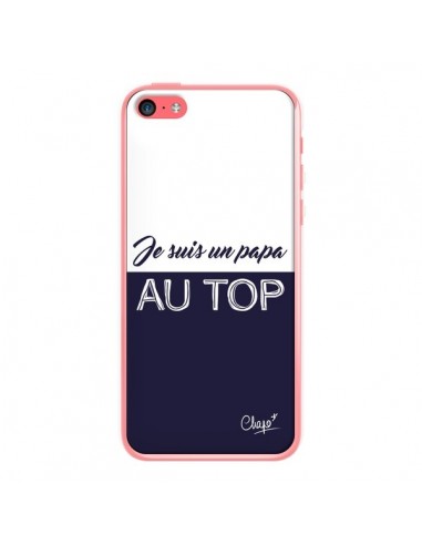 Coque iPhone 5C Je suis un Papa au Top Bleu Marine - Chapo