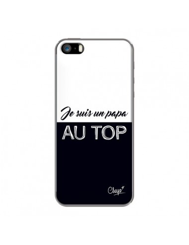 Coque iPhone 5/5S et SE Je suis un Papa au Top Noir - Chapo