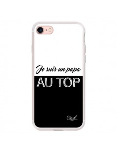 Coque iPhone 7/8 et SE 2020 Je suis un Papa au Top Noir -...