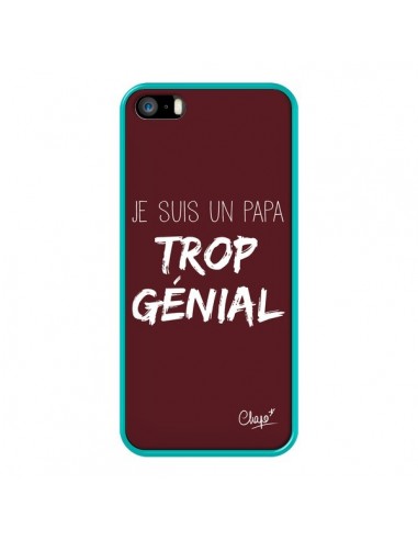 Coque iPhone 5/5S et SE Je suis un Papa trop Génial Rouge Bordeaux - Chapo