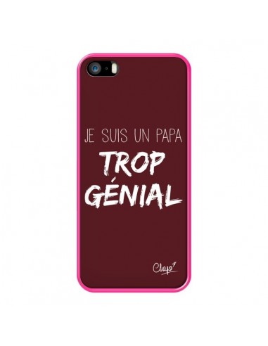 Coque iPhone 5/5S et SE Je suis un Papa trop Génial Rouge Bordeaux - Chapo