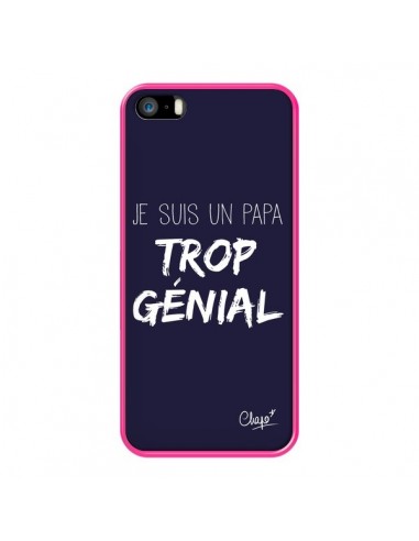 Coque iPhone 5/5S et SE Je suis un Papa trop Génial Bleu Marine - Chapo