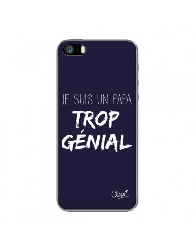 Coque iPhone 5/5S et SE Je suis un Papa trop Génial Bleu Marine - Chapo