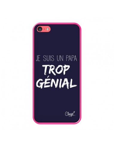 Coque iPhone 5C Je suis un Papa trop Génial Bleu Marine - Chapo