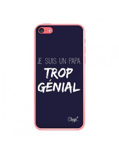 Coque iPhone 5C Je suis un Papa trop Génial Bleu Marine - Chapo