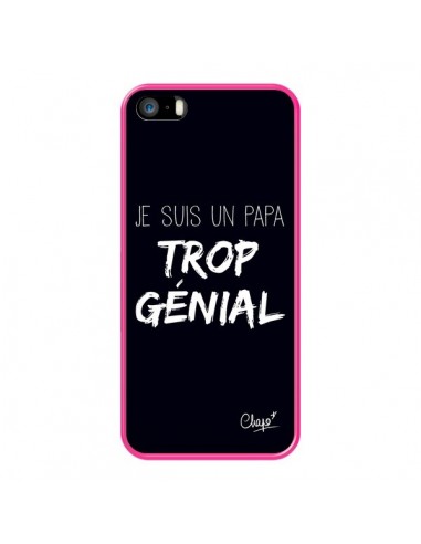 Coque iPhone 5/5S et SE Je suis un Papa trop Génial Noir - Chapo