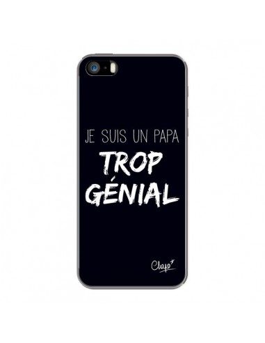 Coque iPhone 5/5S et SE Je suis un Papa trop Génial Noir - Chapo