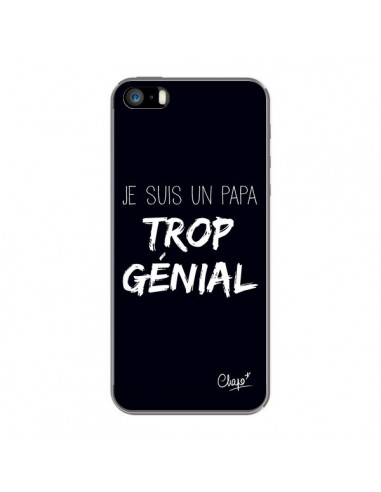 Coque iPhone 5/5S et SE Je suis un Papa trop Génial Noir - Chapo