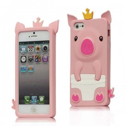 Coque Cochon Pig couronné en Silicone pour iPhone 5