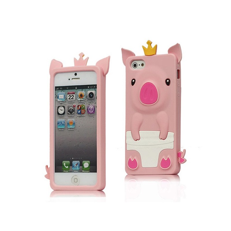 Coque Cochon Pig couronné en Silicone pour iPhone 5