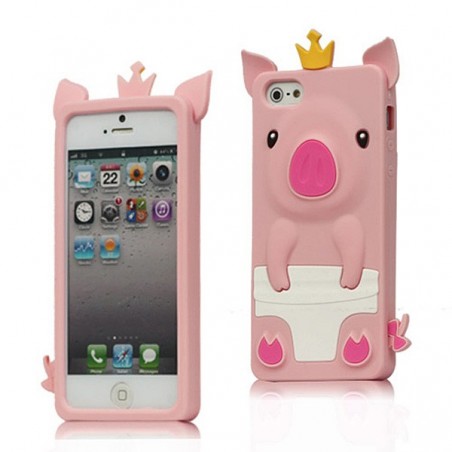 Coque Cochon Pig couronné en Silicone pour iPhone 5