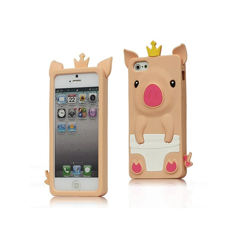 Coque Cochon Pig couronné en Silicone pour iPhone 5