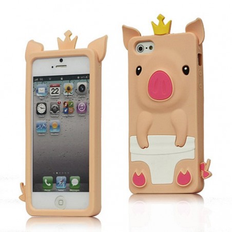 Coque Cochon Pig couronné en Silicone pour iPhone 5