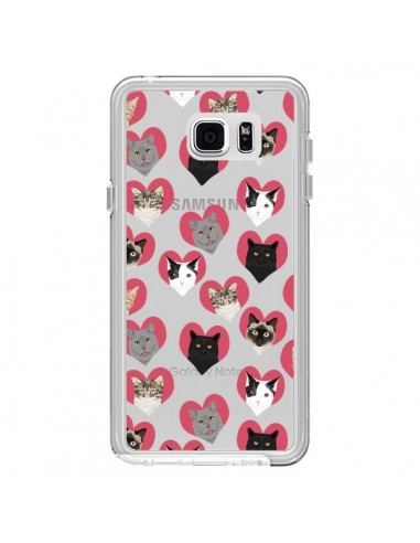 Coque Chats Coeurs Transparente pour Samsung Galaxy Note 5 - Pet Friendly