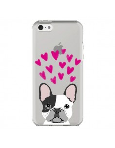 Coque iPhone 5C Bulldog Français Coeurs Chien...