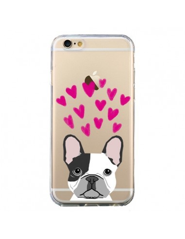 Coque iPhone 6 et 6S Bulldog Français Coeurs Chien Transparente - Pet Friendly