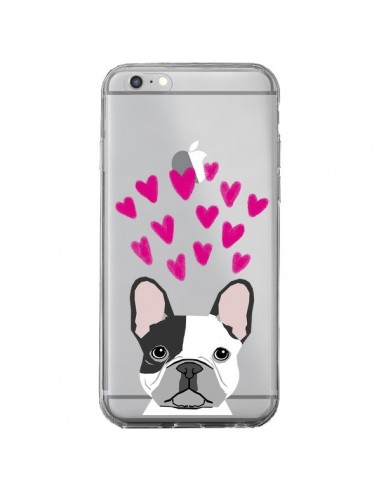 Coque iPhone 6 Plus et 6S Plus Bulldog Français Coeurs Chien Transparente - Pet Friendly