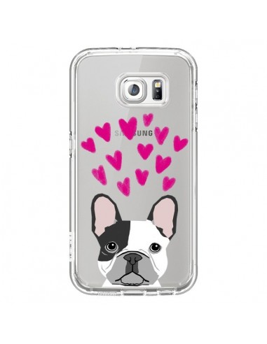 Coque Bulldog Français Coeurs Chien Transparente pour Samsung Galaxy S6 - Pet Friendly