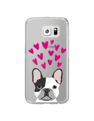 Coque Bulldog Français Coeurs Chien Transparente pour Samsung Galaxy S6 Edge - Pet Friendly