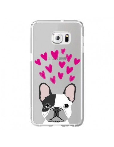 Coque Bulldog Français Coeurs Chien Transparente pour Samsung Galaxy S6 Edge Plus - Pet Friendly