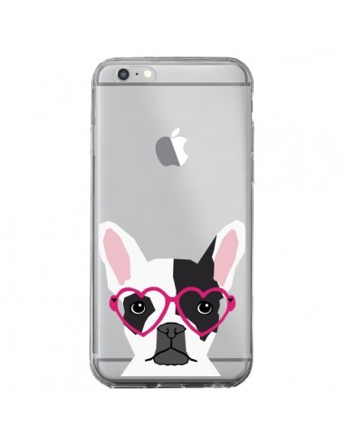 Coque iPhone 6 Plus et 6S Plus Bulldog Français Lunettes Coeurs Chien Transparente - Pet Friendly