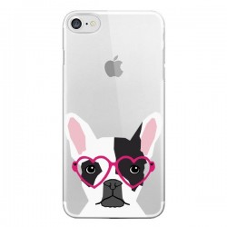 Coque iPhone 7/8 et SE 2020 Bulldog Français Lunettes...