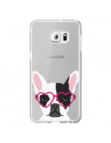 Coque Bulldog Français Lunettes Coeurs Chien Transparente pour Samsung Galaxy S6 Edge Plus - Pet Friendly