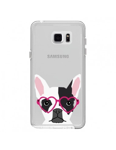 Coque Bulldog Français Lunettes Coeurs Chien Transparente pour Samsung Galaxy Note 5 - Pet Friendly