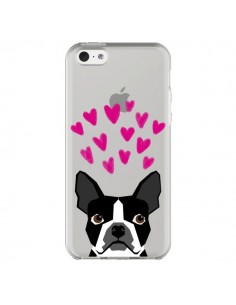 Coque iPhone 5C Boston Terrier Coeurs Chien Transparente...