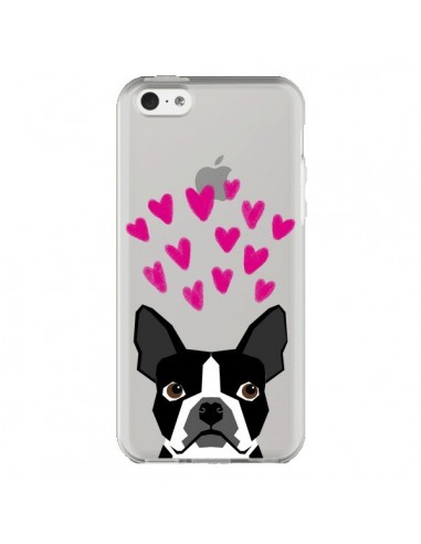 Coque iPhone 5C Boston Terrier Coeurs Chien Transparente - Pet Friendly