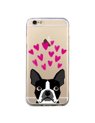 Coque iPhone 6 et 6S Boston Terrier Coeurs Chien Transparente - Pet Friendly