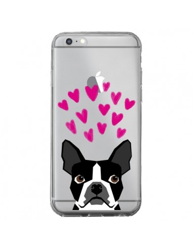 Coque iPhone 6 Plus et 6S Plus Boston Terrier Coeurs Chien Transparente - Pet Friendly