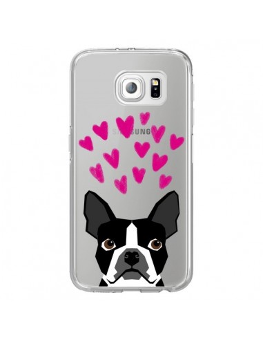 Coque Boston Terrier Coeurs Chien Transparente pour Samsung Galaxy S6 Edge - Pet Friendly