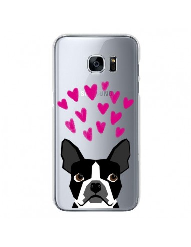 Coque Boston Terrier Coeurs Chien Transparente pour Samsung Galaxy S7 - Pet Friendly