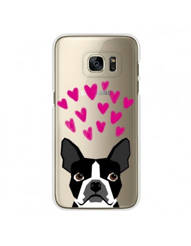 Coque Boston Terrier Coeurs Chien Transparente pour Samsung Galaxy S7 Edge - Pet Friendly