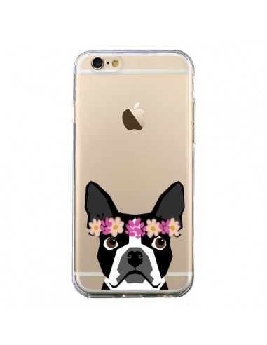 Coque iPhone 6 et 6S Boston Terrier Fleurs Chien Transparente - Pet Friendly