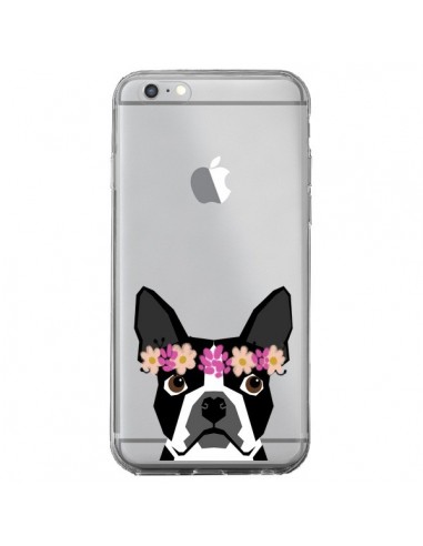 Coque iPhone 6 Plus et 6S Plus Boston Terrier Fleurs Chien Transparente - Pet Friendly