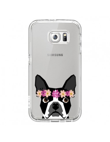 Coque Boston Terrier Fleurs Chien Transparente pour Samsung Galaxy S6 - Pet Friendly