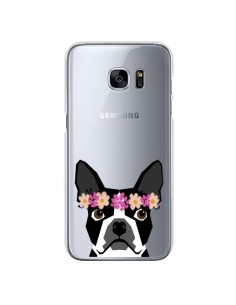 Coque Boston Terrier Fleurs Chien Transparente pour...