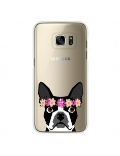 Coque Boston Terrier Fleurs Chien Transparente pour...