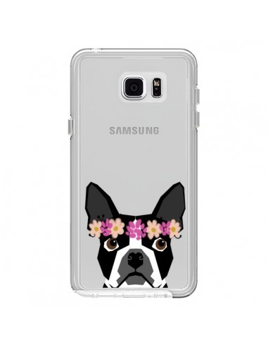 Coque Boston Terrier Fleurs Chien Transparente pour Samsung Galaxy Note 5 - Pet Friendly