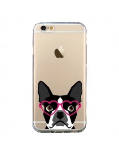 Coque iPhone 6 et 6S Boston Terrier Lunettes Coeurs Chien...