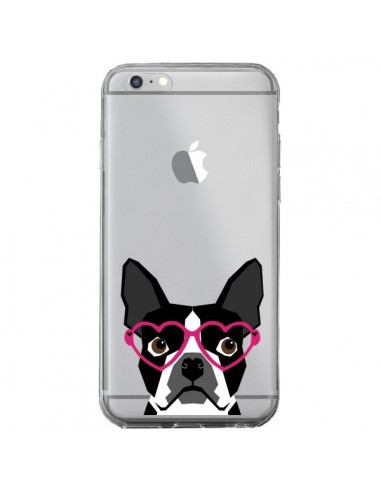 Coque iPhone 6 Plus et 6S Plus Boston Terrier Lunettes Coeurs Chien Transparente - Pet Friendly