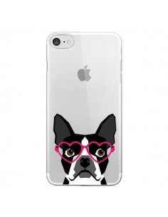 Coque iPhone 7/8 et SE 2020 Boston Terrier Lunettes...