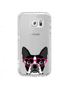 Coque Boston Terrier Lunettes Coeurs Chien Transparente...