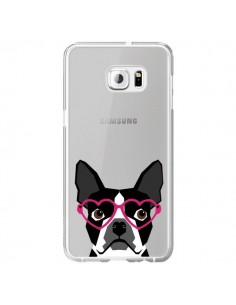 Coque Boston Terrier Lunettes Coeurs Chien Transparente...