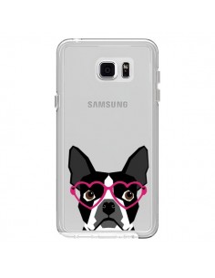 Coque Boston Terrier Lunettes Coeurs Chien Transparente...